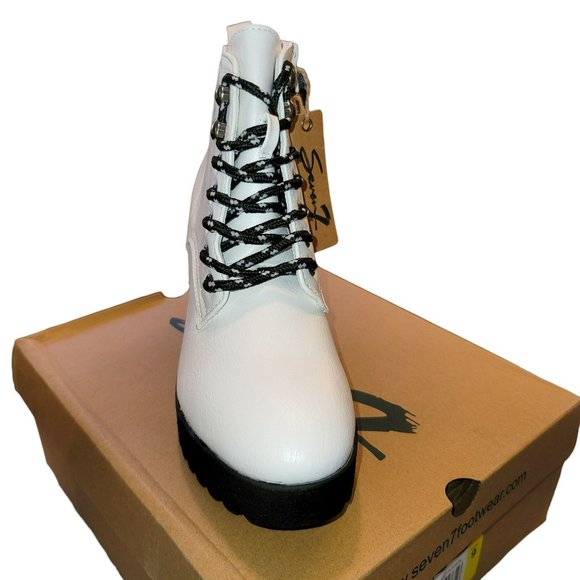 Seven7 Flatiron Off-White Ankle Boot Platform Lace-up Womans Size 9 JJ3342 - Picture 5 of 11
